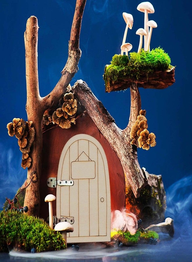 Pmeixcy Unpainted Wooden Fairy Door Elf Door Mini Door Shape Wooden Pieces Fairy Doors for Garden Trees for Home Office Birthday Wedding Party Decoration Antique (30) - Image 5